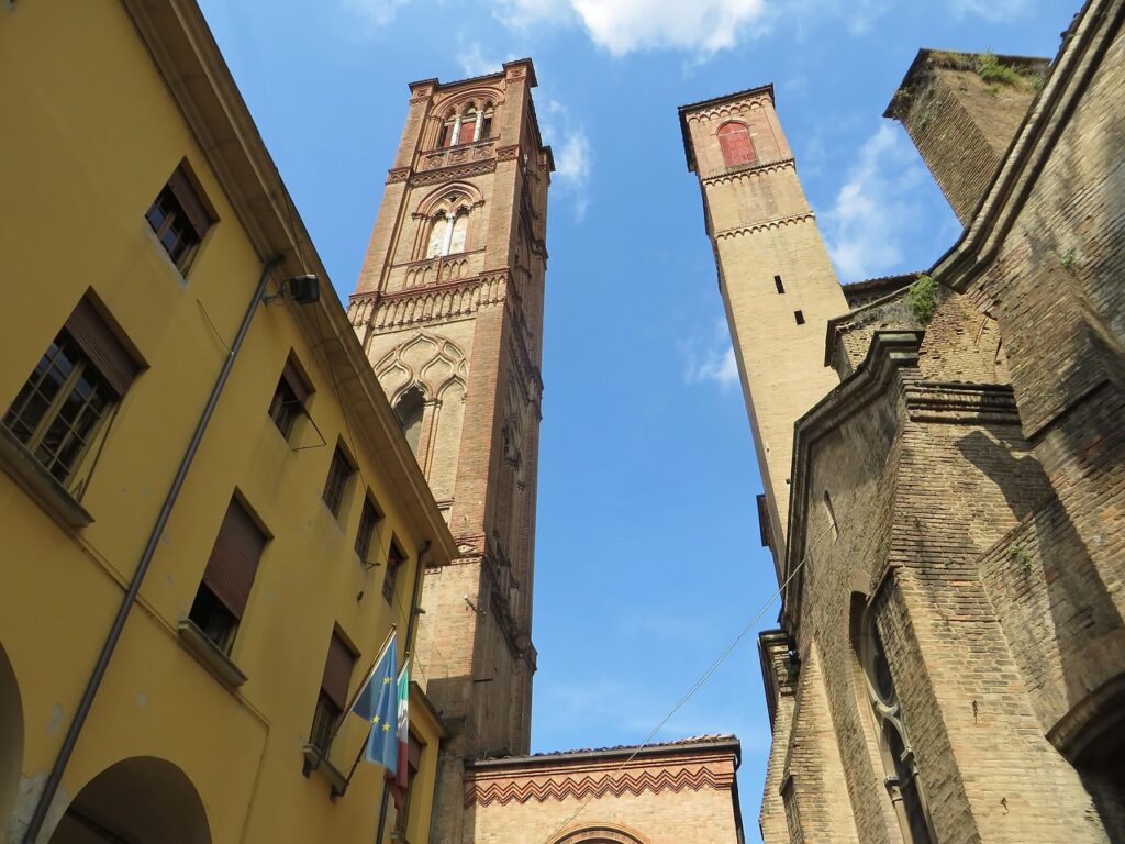 italy, bologna, towers, torre asinelli, torre garisenda, leaning tower, bologna, bologna, bologna, bologna, bologna